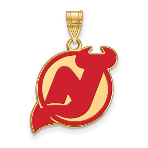 SS w/GP NHL New Jersey Devils Large Enamel Pendant