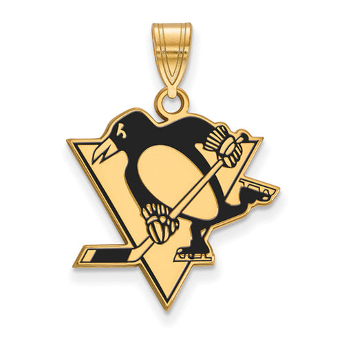 SS w/GP NHL Pittsburgh Penguins Large Enamel Pendant