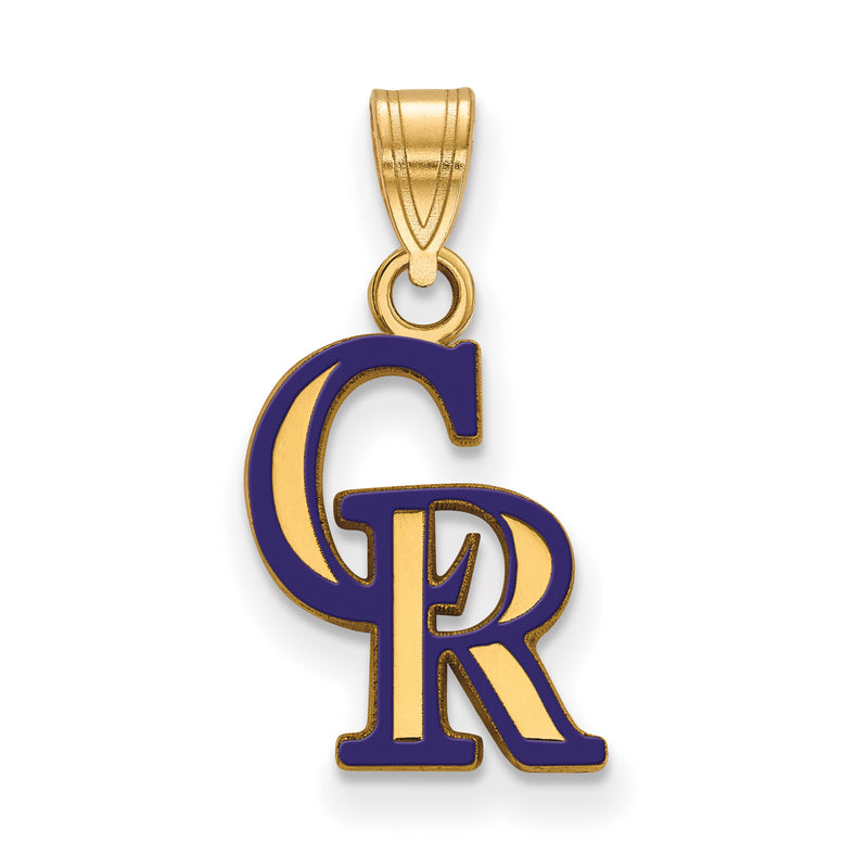 SS w/GP MLB LogoArt Colorado Rockies C-R Small Enameled  Pendant