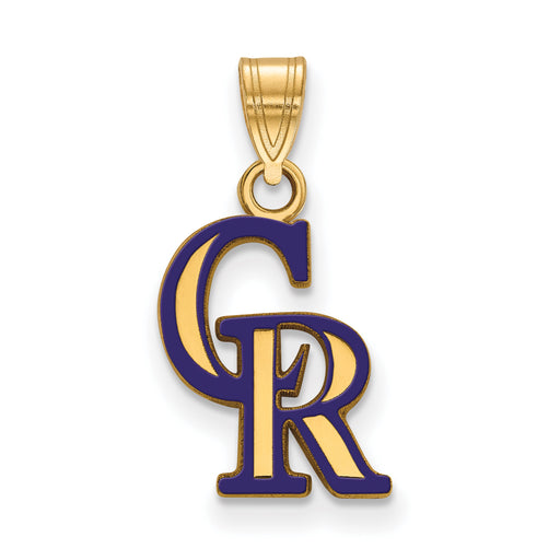 Sterling Silver Gold-plated MLB LogoArt Colorado Rockies C-R Small Enameled  Pendant