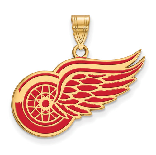 SS w/GP NHL Detroit Red Wings Large Enamel Pendant