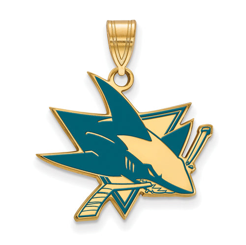 SS w/GP NHL San Jose Sharks Large Enamel Pendant