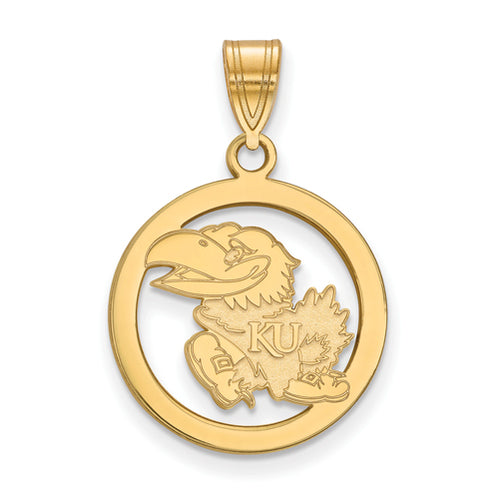 SS w/GP University of Kansas Sm Pendant in Circle