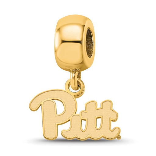 Sterling Silver Gold-plated LogoArt University of Pittsburgh Extra Small Dangle Bead Charm
