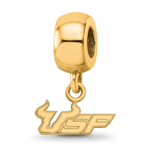 Sterling Silver Gold-plated LogoArt University of South Florida U-S-F Extra Small Dangle Bead Charm
