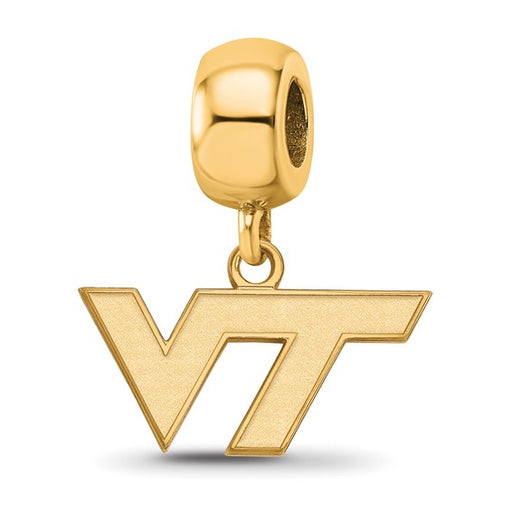 Sterling Silver Gold-plated LogoArt Virginia Tech V-T Extra Small Dangle Bead Charm