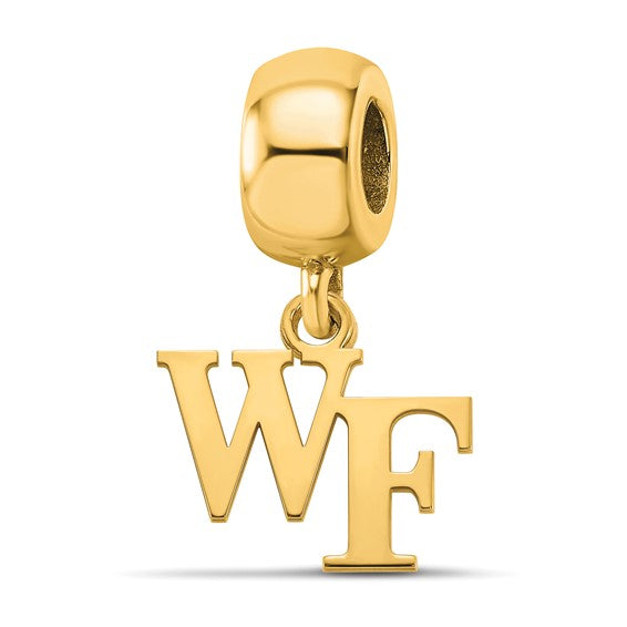 Sterling Silver Gold-plated LogoArt Wake Forest University W-F Extra Small Dangle Bead Charm
