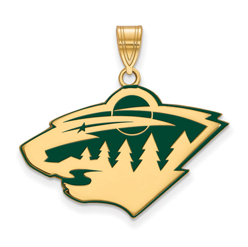 SS w/GP NHL Minnesota Wild Large Enamel Pendant