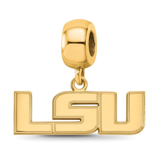 Sterling Silver Gold-plated LogoArt Louisiana State University L-S-U Small Dangle Bead Charm
