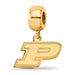 SS w/GP Purdue University Letter P Extra Small Dangle Bead Charm