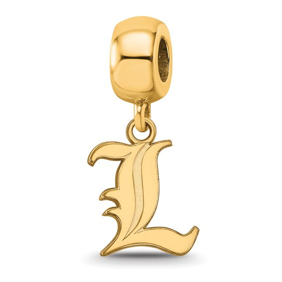 SS w/GP University of Louisville Letter L Small Dangle Bead Charm