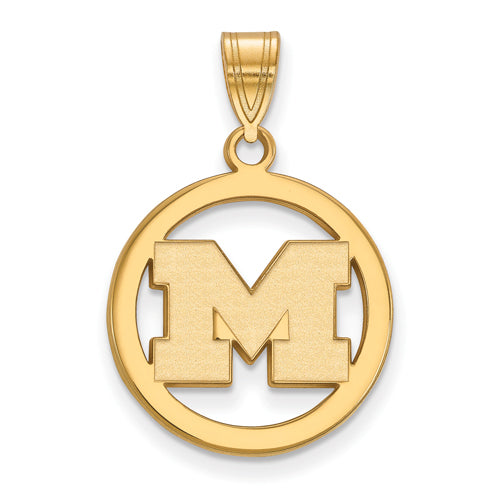 SS w/GP University of Michigan Med Pendant in Circle
