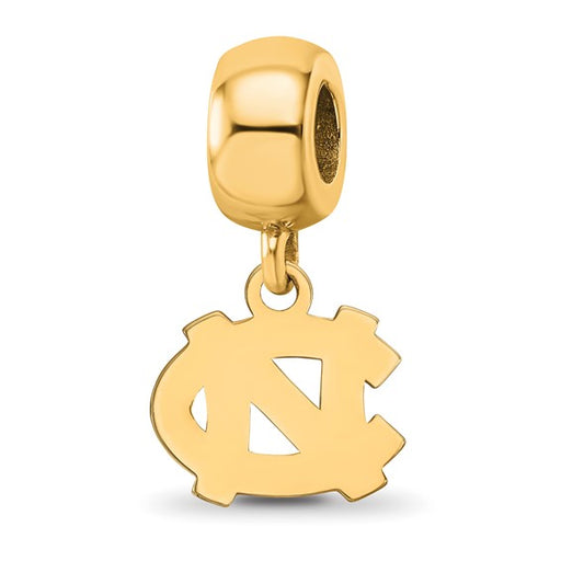 Sterling Silver Gold-plated LogoArt University of North Carolina N-C Extra Small Dangle Bead Charm