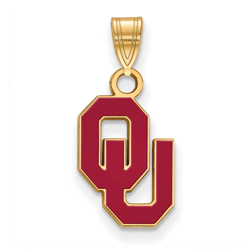 SS w/GP University of Oklahoma Small Enamel Pendant