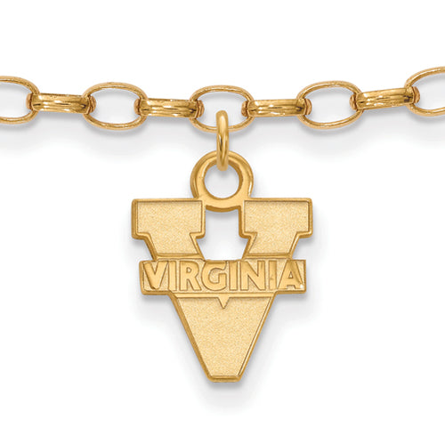 SS w/GP University of Virginia Text Logo Anklet
