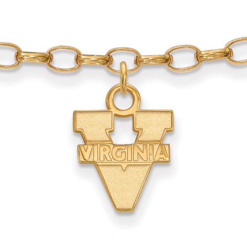 SS w/GP University of Virginia Text Logo Anklet