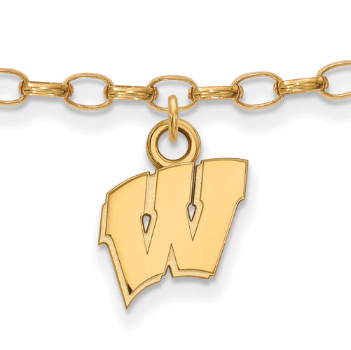 SS w/GP University of Wisconsin Letter W Anklet