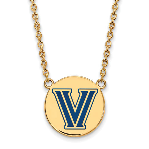 SS w/GP Villanova U Lg Enl Disc Pendant w/Necklace