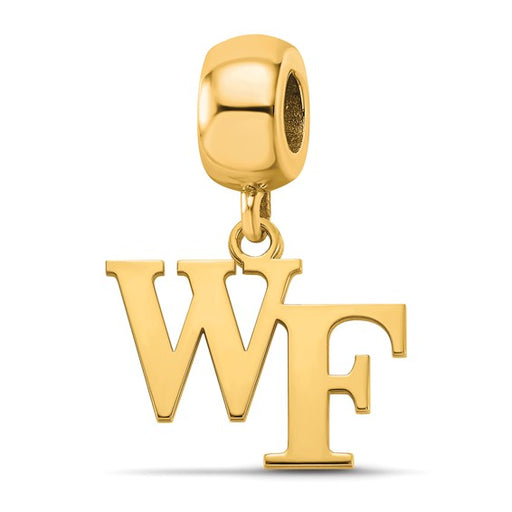 Sterling Silver Gold-plated LogoArt Wake Forest University W-F Small Dangle Bead Charm
