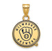 Sterling Silver Gold-plated MLB LogoArt Milwaukee Brewers Letter M Small Enameled Pendant