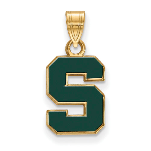 SS w/GP Michigan State University Small Enamel Letter S Pendant