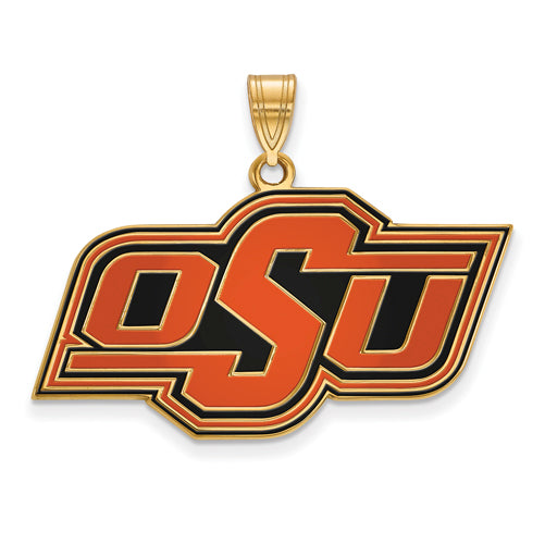 SS w/GP Oklahoma State University Large Enamel Pendant