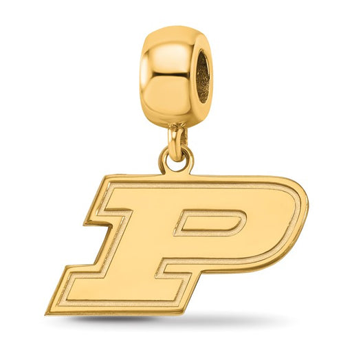 Sterling Silver Gold-plated LogoArt Purdue University Letter P Small Dangle Bead Charm