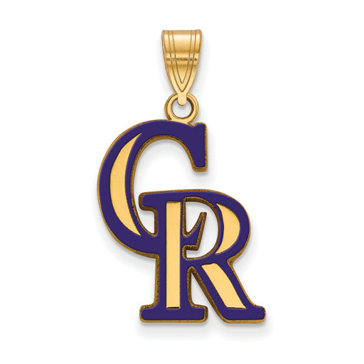 SS w/GP MLB LogoArt Colorado Rockies C-R Large Enameled Pendant