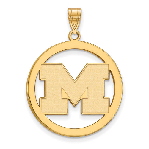 SS w/GP University of Michigan XL Pendant in Circle