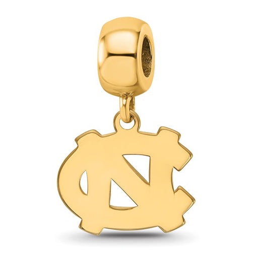 Sterling Silver Gold-plated LogoArt University of North Carolina N-C Small Dangle Bead Charm