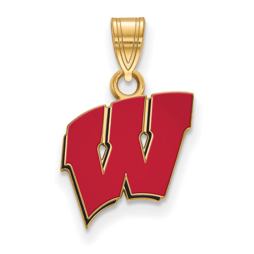 SS w/GP University of Wisconsin Small Enamel Letter W Pendant