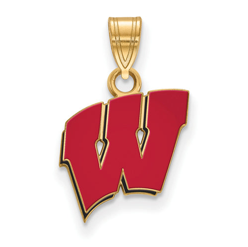 SS w/GP University of Wisconsin Small Enamel Letter W Pendant