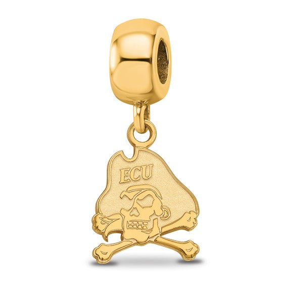 SS w/GP East Carolina University Pirate Small Dangle Bead Charm/w ECU
