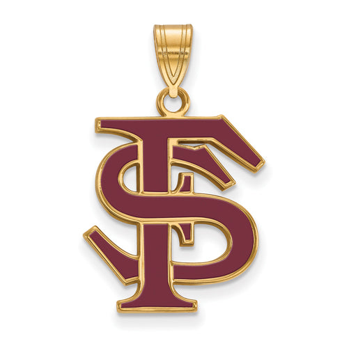 SS Gold-plated Florida State University F-S Large Enameled Pendant ...