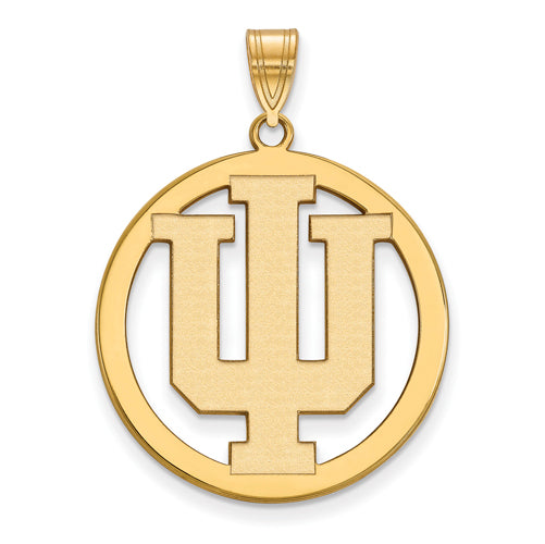 SS w/GP Indiana University XL Pendant in Circle