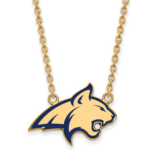 SS w/GP Montana State U Lg Enamel Pendant w/Necklace