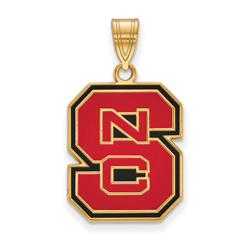 SS w/GP North Carolina State U Large Enamel N-C-S Pendant