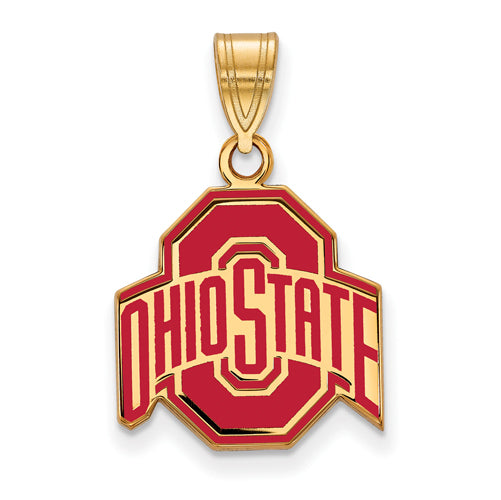 SS w/GP Ohio State Medium Enamel Buckeyes Logo Pendant