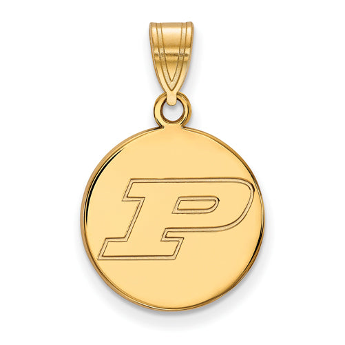 SS w/GP Purdue Medium Disc Pendant