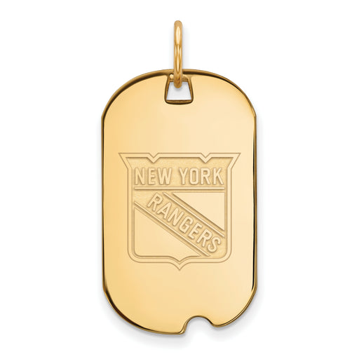 Sterling Silver Gold-plated NHL New York Rangers Small Dog Tag Pendant