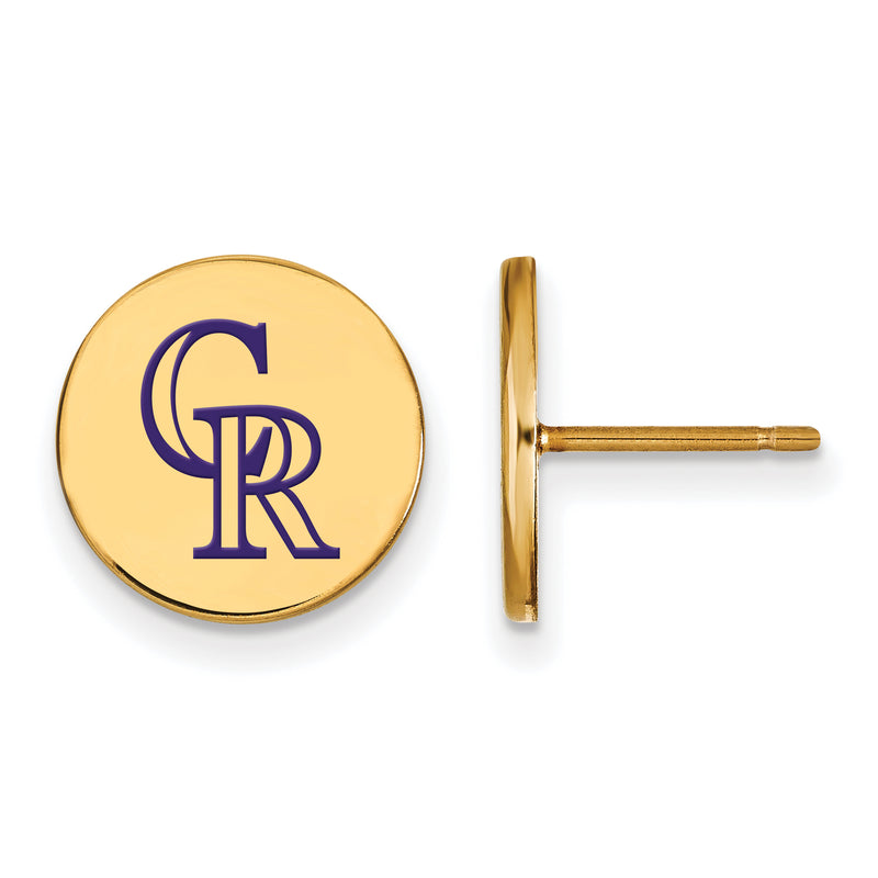 SS w/GP MLB LogoArt Colorado Rockies Small Enamel Disc Post Earrings