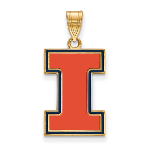 SS w/GP University of Illinois Large Enamel Pendant