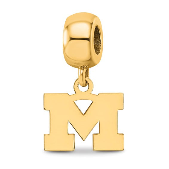 SS w/GP University of Michigan Letter M Extra Small Dangle Bead Charm