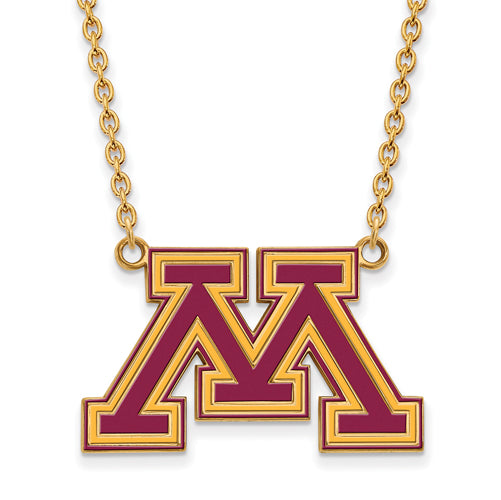 SS w/GP U of Minnesota Large Enamel Pendant w/Necklace