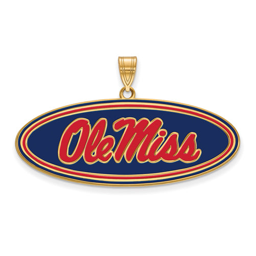 SS w/GP University  of Miss Large Oval Ole Miss Enamel Pendant