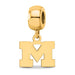 Sterling Silver Gold-plated LogoArt University of Michigan Letter M Extra Small Dangle Bead Charm