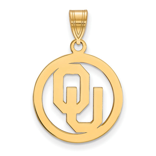 SS w/GP University of Oklahoma Medium Pendant in Circle
