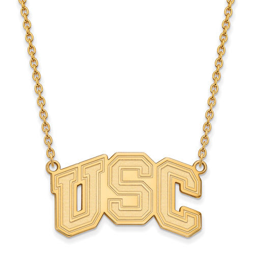 10ky Univ of Southern California Large U-S-C Pendant w/ Necklace