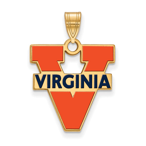 SS w/GP University of Virginia Large Enamel Text Logo Pendant