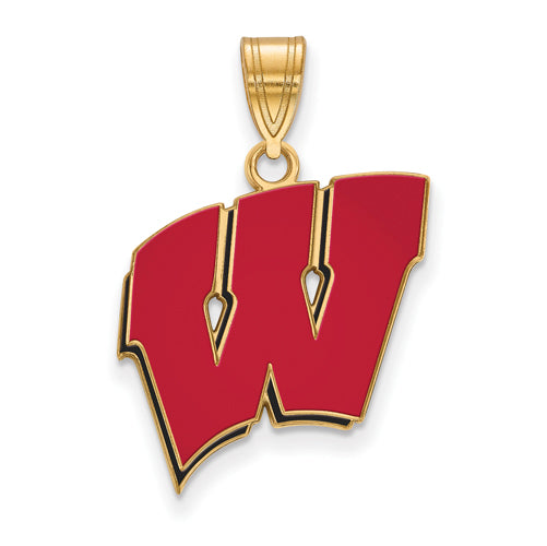14ky University of Wisconsin Large Letter W Epoxied Pendant